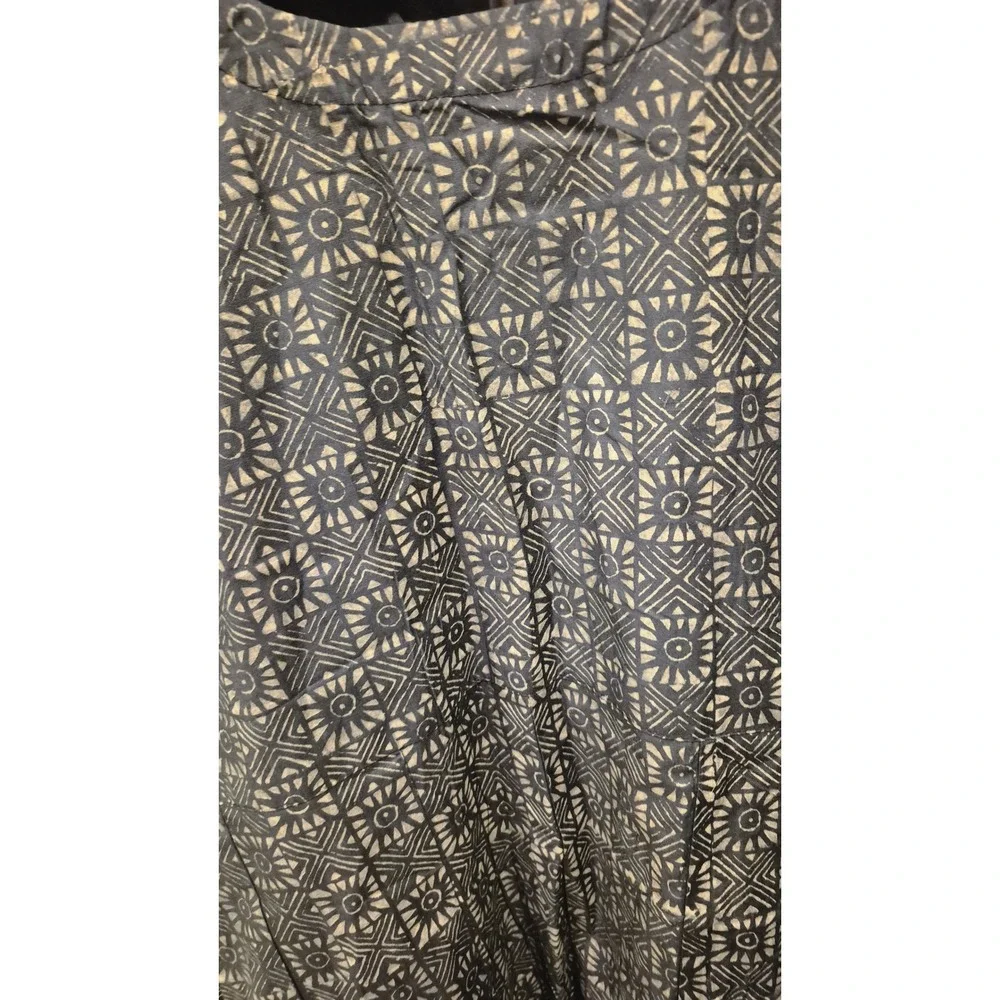 VINTAGE Handmade Kurta Dress Boho Prairie Geometric Print Red‎ Gold Size M L